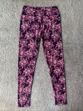 LuLaRoe Purple Floral Leggings One Size